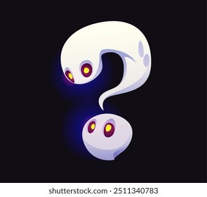 Halloween font, question sign. Cartoon evil type, funny scary typeface, spooky monster alphabet punctuation symbol. Isolated vector spook, soul or phantom, ghostly abc typography glyph or mark