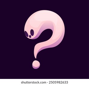 Halloween font, question sign in shape of the ghost. Cartoon evil type, funny scary typeface, spooky alphabet punctuation symbol. Isolated vector spook, soul or phantom abc typography sign or glyph