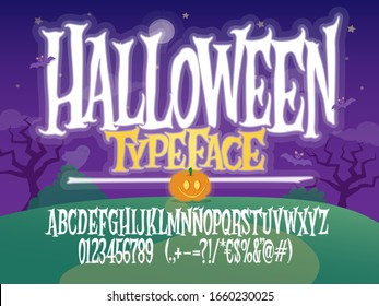 Halloween Font. Spooky Letters Illustration. Vector Alphabet With Numbers And Glyphs.