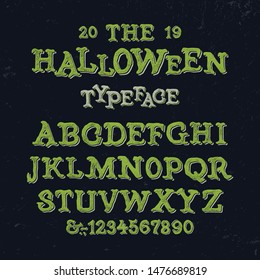 Halloween Font. Textured Modern Typeface With Shadow Text Effect. Vector Illustration.