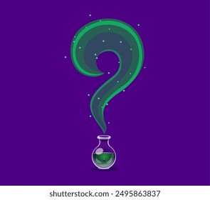 Halloween font, witch magic potion as question mark for horror alphabet, cartoon vector. Halloween font punctuation sign of interrogative mark in shape of magic elixir or spell poison from bottle