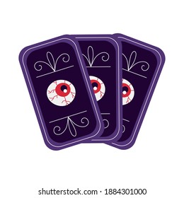 halloween fortune telling cards flat style vector illustration design