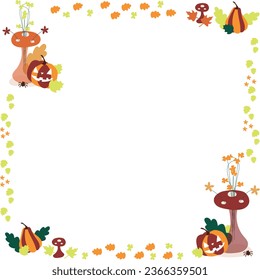 Halloween frame autumn pumpkin isolated