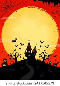 Halloween frame background big full moon red vertical (3:4)
