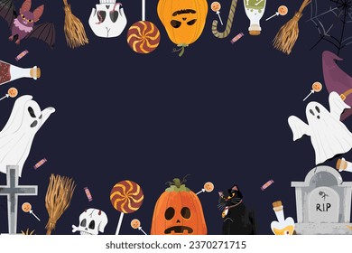 Halloween Frame Background and Illustrations