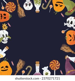 Halloween Frame Background and Illustrations