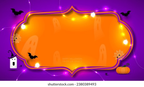 Halloween frame background. Text space with Halloween decoration festive. Vector illustration.
