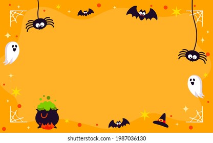 Halloween frame background vector illustration. bat and ghost frame with copy space