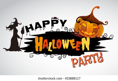 Halloween frame and border background with silhouettes of woman and pumpkin trick or treating in Halloween costume