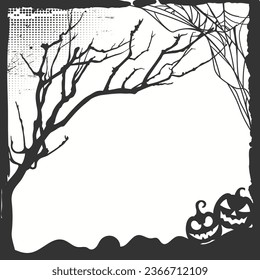 Halloween frame border silhouette with halloween elements