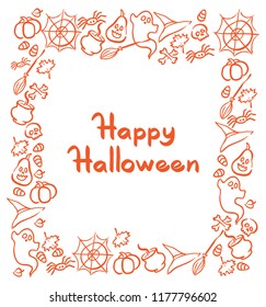 Halloween frame with characters and holiday attributes