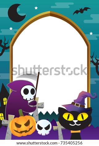 Halloween Frame Design Green And Cat Theme Halloween Frame Design Green And Cat Theme