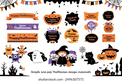 Halloween frame design with illustrations of children in costume, pumpkins, candy, etc.