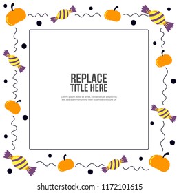 Halloween frame design with pumpkin.Hand drawn. Vector illustration.
