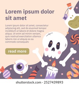Halloween frame design with text space. October holiday banner. Halloween design 