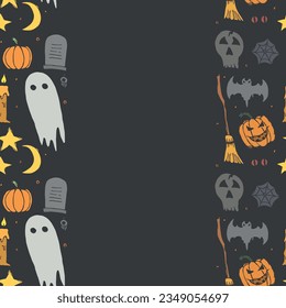 Halloween frame. Doodle Halloween background with place for text