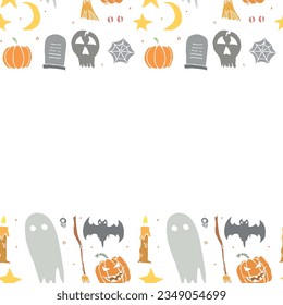 Halloween frame. Doodle Halloween background with place for text