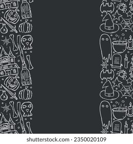 Halloween frame. Doodle Halloween background with place for text