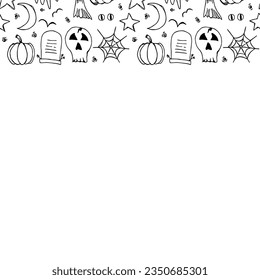 Halloween frame. Doodle Halloween background with place for text