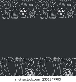 Halloween frame. Doodle Halloween background with place for text