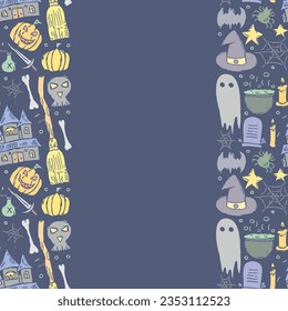 Halloween frame. Doodle Halloween background with place for text