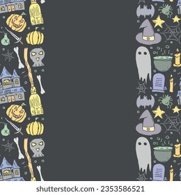 Halloween frame. Doodle Halloween background with place for text