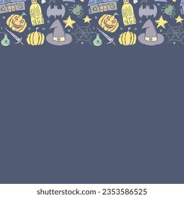 Marco de Halloween. Fondo de Doodle Halloween con lugar para texto