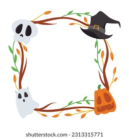Halloween Frame Element. Halloween Border Decoration. Happy Halloween circle frame or border for party invitation, poster, place text in the frame.