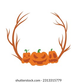 Halloween Frame Element. Halloween Border Decoration. Happy Halloween circle frame or border for party invitation, poster, place text in the frame.