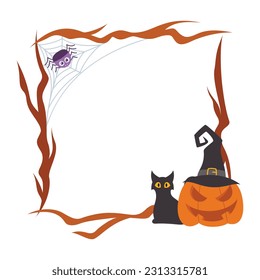 Elemento Frame de Halloween. Decoración de la frontera de Halloween. Feliz marco de círculo de Halloween o frontera para invitación de fiesta, afiche, poner texto en el marco.