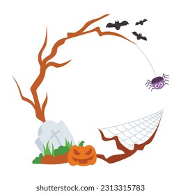 Elemento Frame de Halloween. Decoración de la frontera de Halloween. Feliz marco de círculo de Halloween o frontera para invitación de fiesta, afiche, poner texto en el marco.