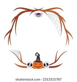 Halloween Frame Element. Halloween Border Decoration. Happy Halloween circle frame or border for party invitation, poster, place text in the frame.