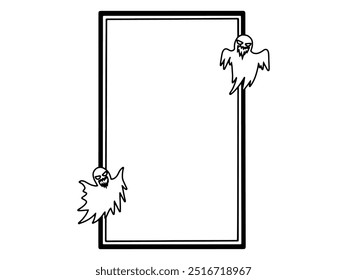 Ilustración de arte de línea de fantasma de marco de Halloween