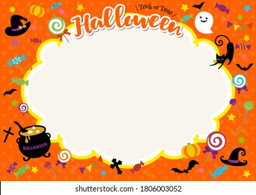 Halloween frame with items scattered around