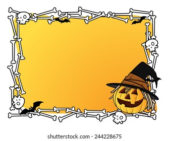 Halloween Frame with Jack-O-Lantern Vector