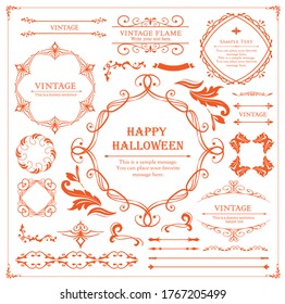 Halloween frame material, October, antique decoration, vintage pattern, plant ivy