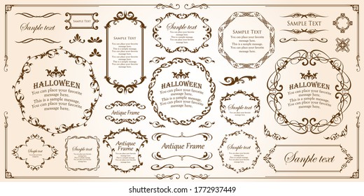 Halloween frame material, October, antique decoration, vintage pattern, plant ivy