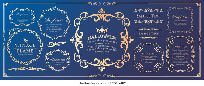 Halloween frame material, October, antique decoration, vintage pattern, plant ivy
