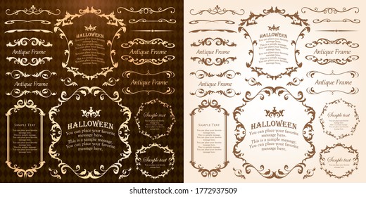 Halloween frame material, October, antique decoration, vintage pattern, plant ivy