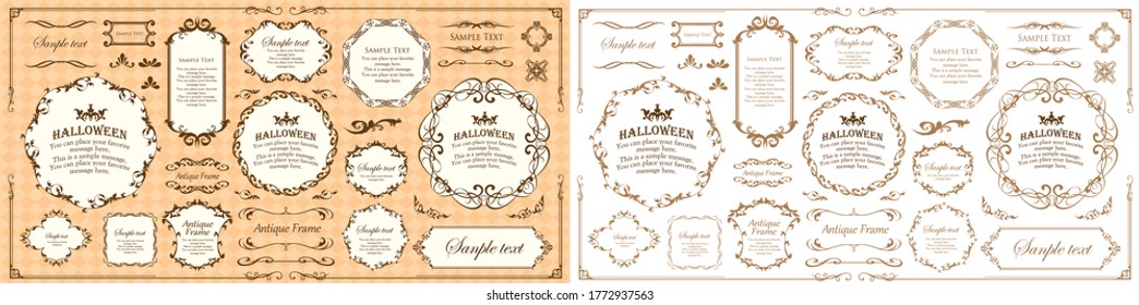Halloween frame material, October, antique decoration, vintage pattern, plant ivy