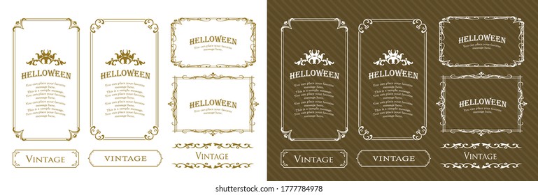 Halloween frame material, October, antique decoration, vintage pattern, plant ivy