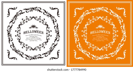Halloween frame material, October, antique decoration, vintage pattern, plant ivy