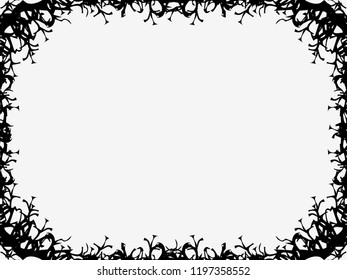 Halloween frame October 31st. Scary branch borders. Holiday greeting card. Vector illustration