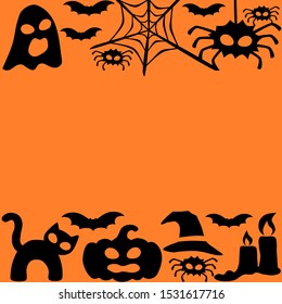 Halloween frame on orange background