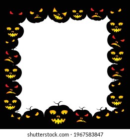 Halloween Frame With Pumkin Face With Empty Space