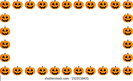 Halloween frame from pumkins , jack o'lanterns isolated on white background