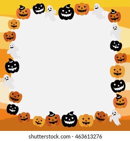 Halloween frame of pumpkin and ghost