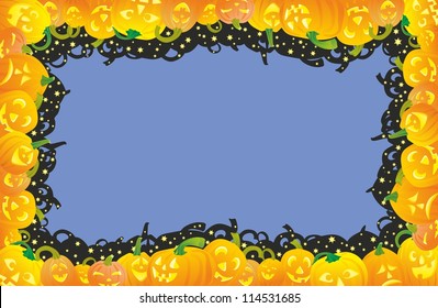 "Halloween frame with pumpkins"