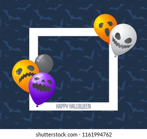 Halloween Frame with scary balloon in dark background