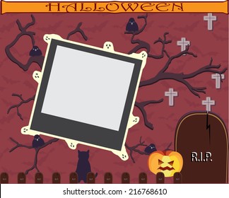 Halloween frame for scrapbooking with gothic elements.